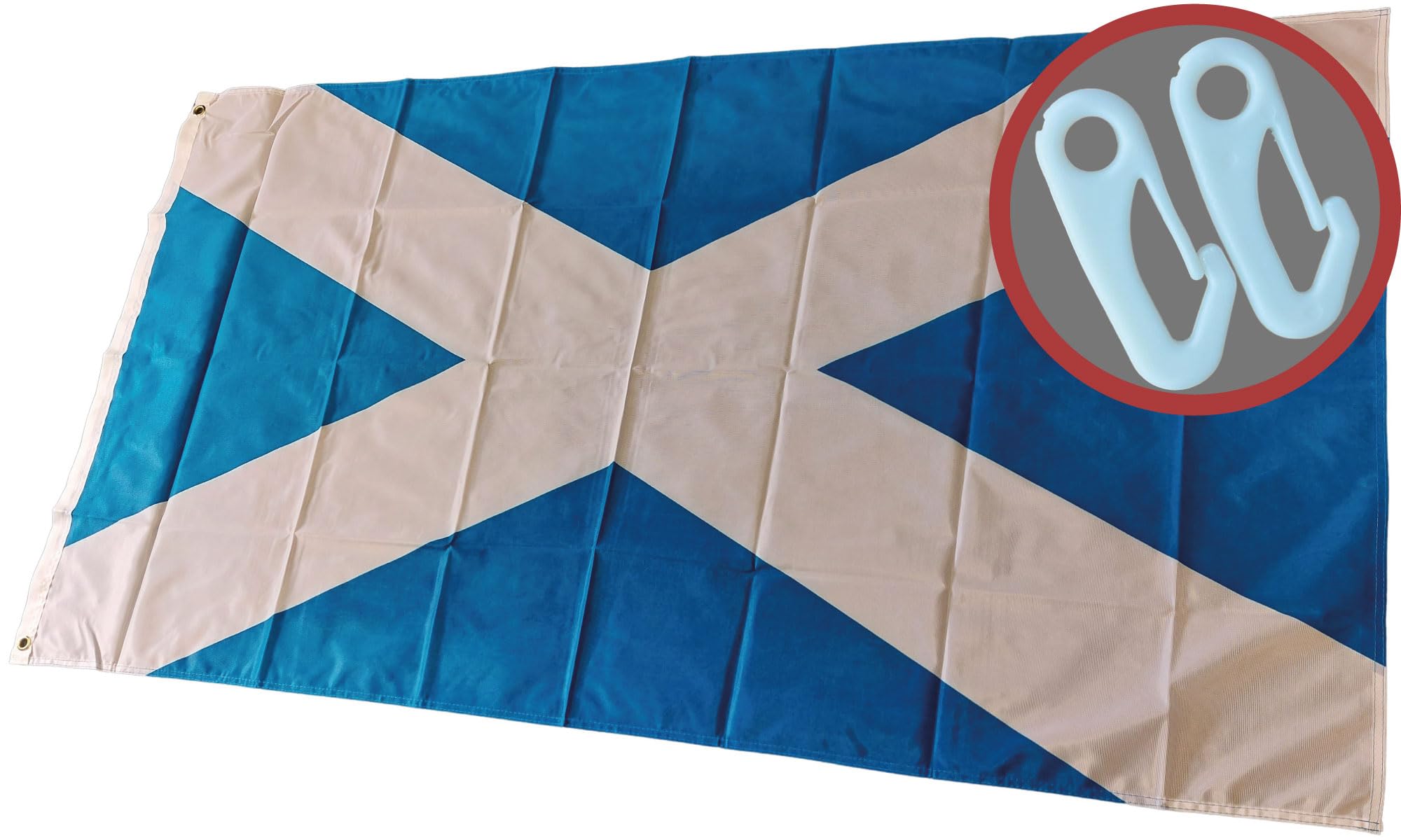 NWFlags 5ft x 3ft Scotland Flag + 2 Clips | Outdoor Heavy 110d Knitted Polyester | 5x3 St Andrew's Cross Saltire Flag for Flagpoles