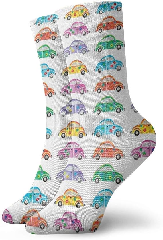 GOMIPE Easter Socks Watercolor Hippie Cars Women's Men's