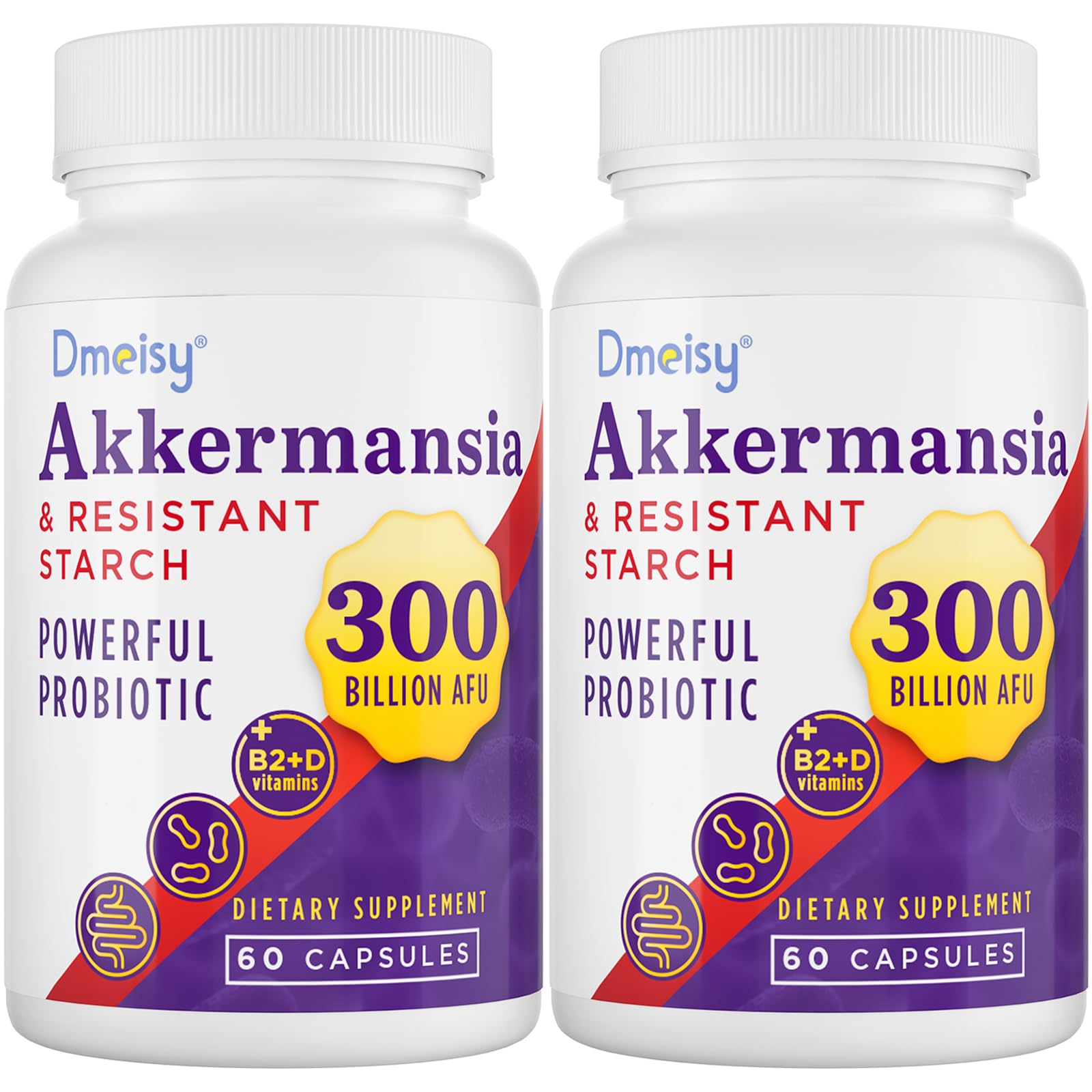 Akkermansia Supplement - 300 Billion AFU Akkermansia Muciniphila, Akkermansia Probiotic for Women & Men, for Boost, Digestive, Gut, Immunity, Enhances Gut Lining Function & Intestinal Walls, 120 Count