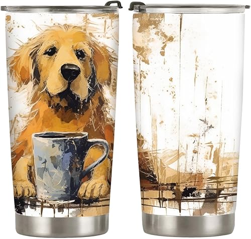 Regalos de Golden Retriever de 20 onzas para los amantes de los perros, regalos de café para los amantes del café, fresco, divertido, lindo vaso de