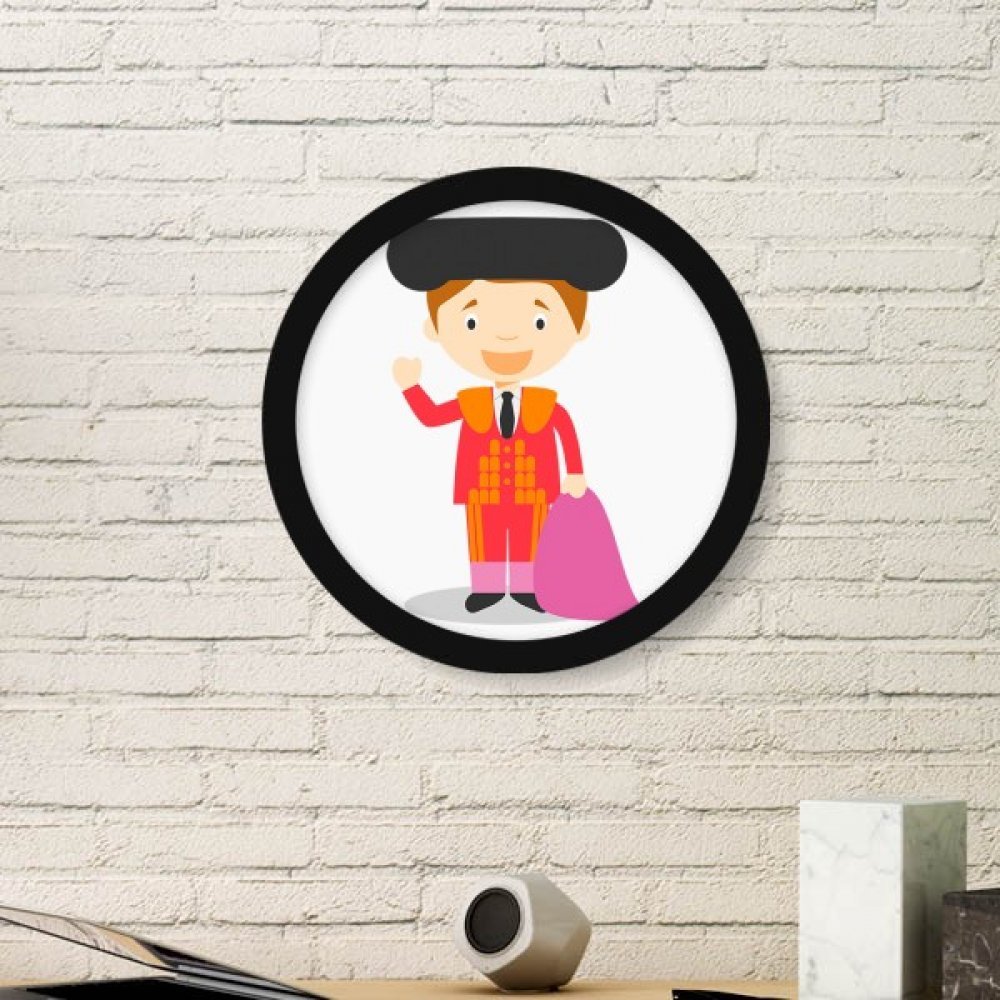 Torero de dibujos animados cuadro de pared redondo negro ideal como regalo original