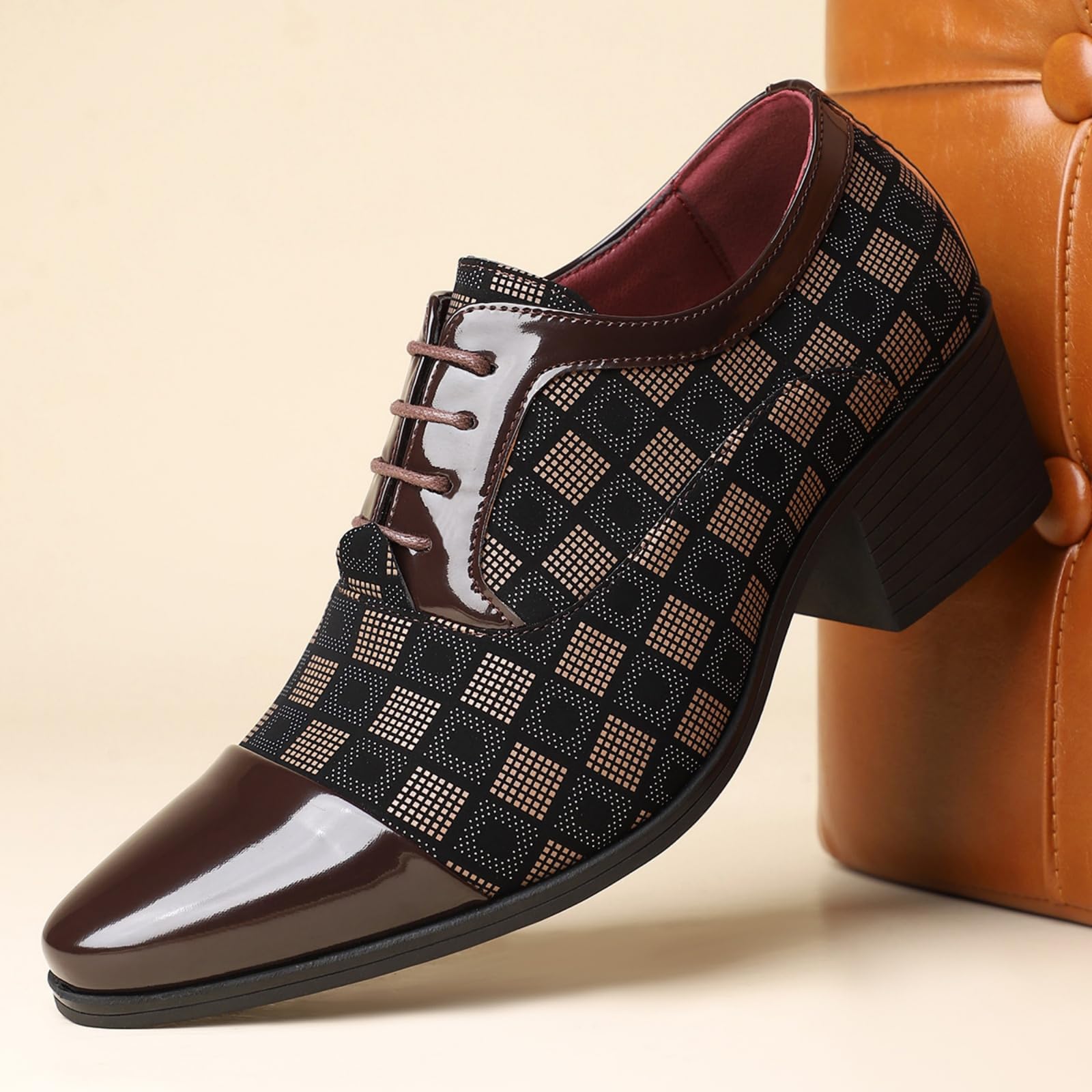 Hixingo Scarpe Stringate Uomo in Pelle | Scarpe Eleganti da Abito comoda Design classico ideale per ufficio, lavoro, matrimoni, cerimonie ed eventi formali