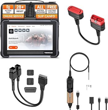 THINKCAR Thinkscan 672 Bidirectional Scan Tool&OBD2 Extension Cable& FCA SGW Connector&TES102 Endoscope,All System 28 Reset,Active Test,CANFD, Free Lifetime Upgrade