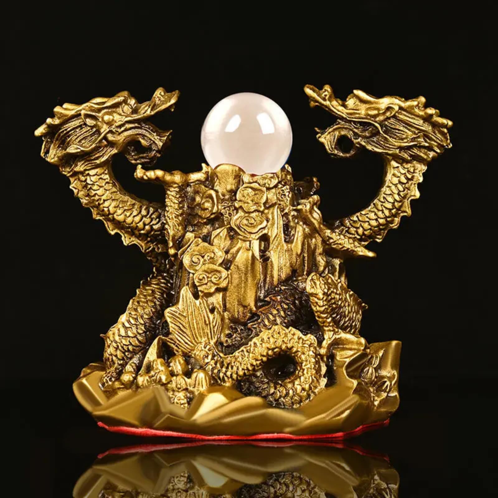 Statue de dragon double en cuivre pour valoriser un bureau vide de 15cm