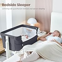 Vista 8 de Moisés mecedor para bebé, moisés eléctrico automático junto a la cama, durmiente junto a la cama para bebé de 5 alturas ajustables para infantes