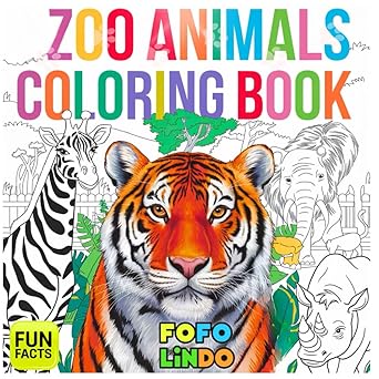 Zoo Animals Coloring Book - With Facts