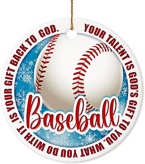 Sportyzen Baseball Christmas Ornament 2025 Round Ceramic