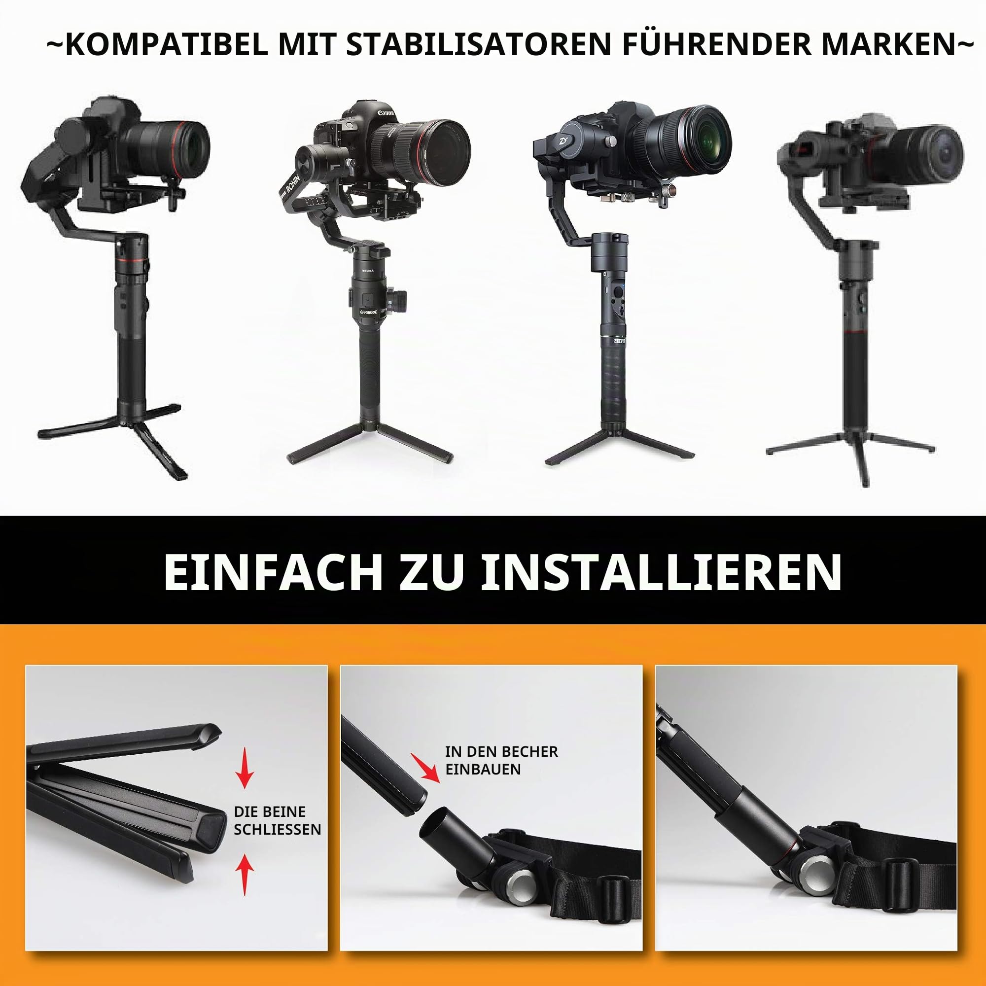 Carry Speed - Mogocrane Stützgürtel für Video-Ausrüstungen - Längenverstellbarer Gurt mit kippbarer Aluminiumhülse