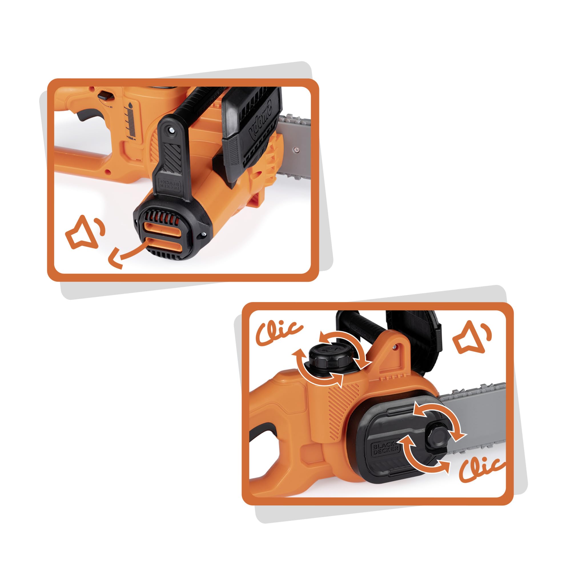 Smoby - Black+Decker - Tronçonneuse électronique - Jouet Bricolage Enfant - Sons et Lumières - Piles Non Incluses - A Partir de 3 Ans