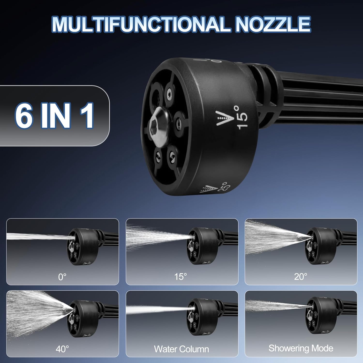 Cordless Pressure Washer Battery Powered,880PSI Cordless Power Washer with 4.0Ah Battery,6-in-1 Nozzle,3 Power Level Touch-Adjustable,Handheld Portable Pressure Washer for Cars Wash,Yard(Black+Orange) - Image 3