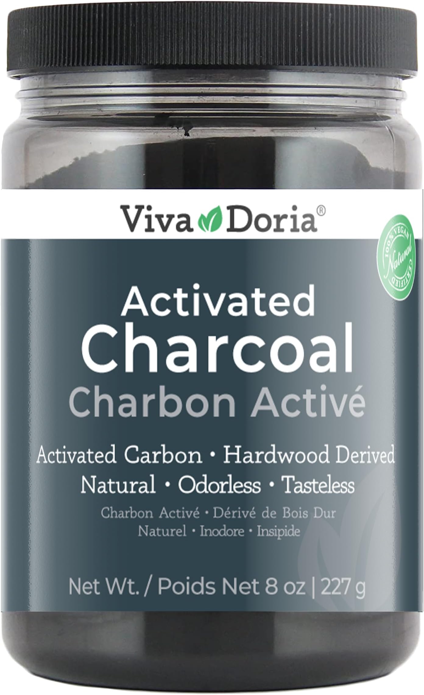 Viva Doria Virgin Activated Charcoal Powder, Hardwood Derived, Food Grade, 8 Oz