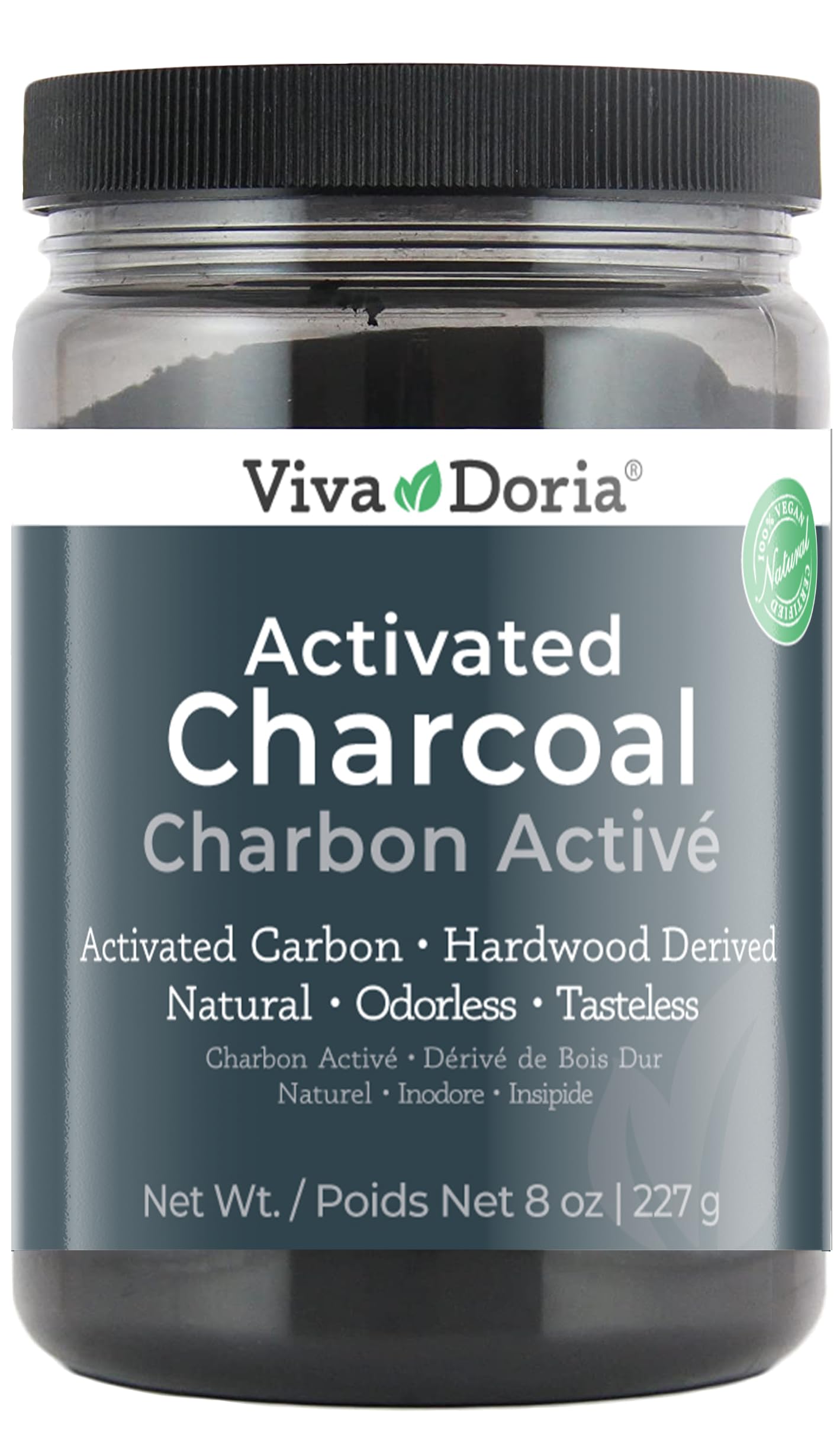 Viva Doria Virgin Activated Charcoal Powder, Hardwood Derived, Food Grade, 8 Oz