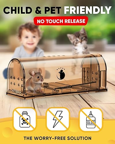 Miniatura 3 de Trampas para ratones de color marrón humano para interiores para el hogar, trampa para ratones vivos que no matan, atrapa y libera, trampas para