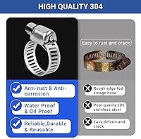 Vista 3 de Juego de 22 abrazaderas de manguera de acero inoxidable - Abrazaderas ajustables de 1/2" - 3/4" (13-19mm) con engranaje sin fin y llave de casquillo