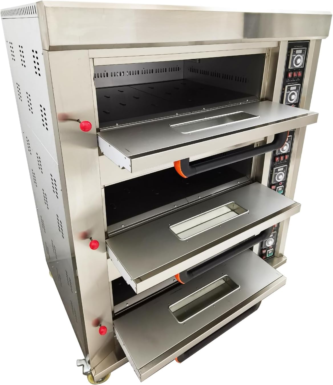 Gas Heating Commercial Movable Electric Triple Pizza Oven Gas Heating with with 6 Baking Sheets 110V 300W