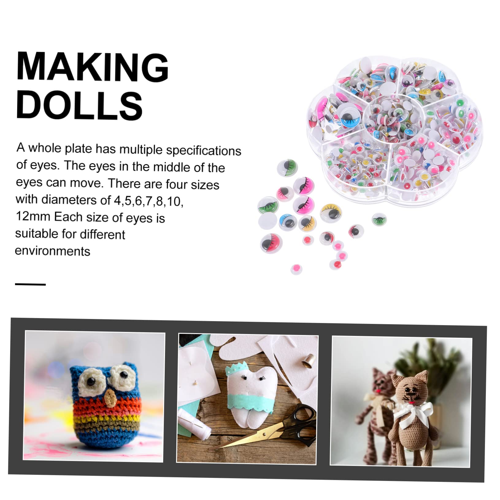 HAWILLOSCH Create Unique Designs Self-Adhesive Eyeballs Boys and Girls Eye Stickers 1 Box of DIY Craft Supplies