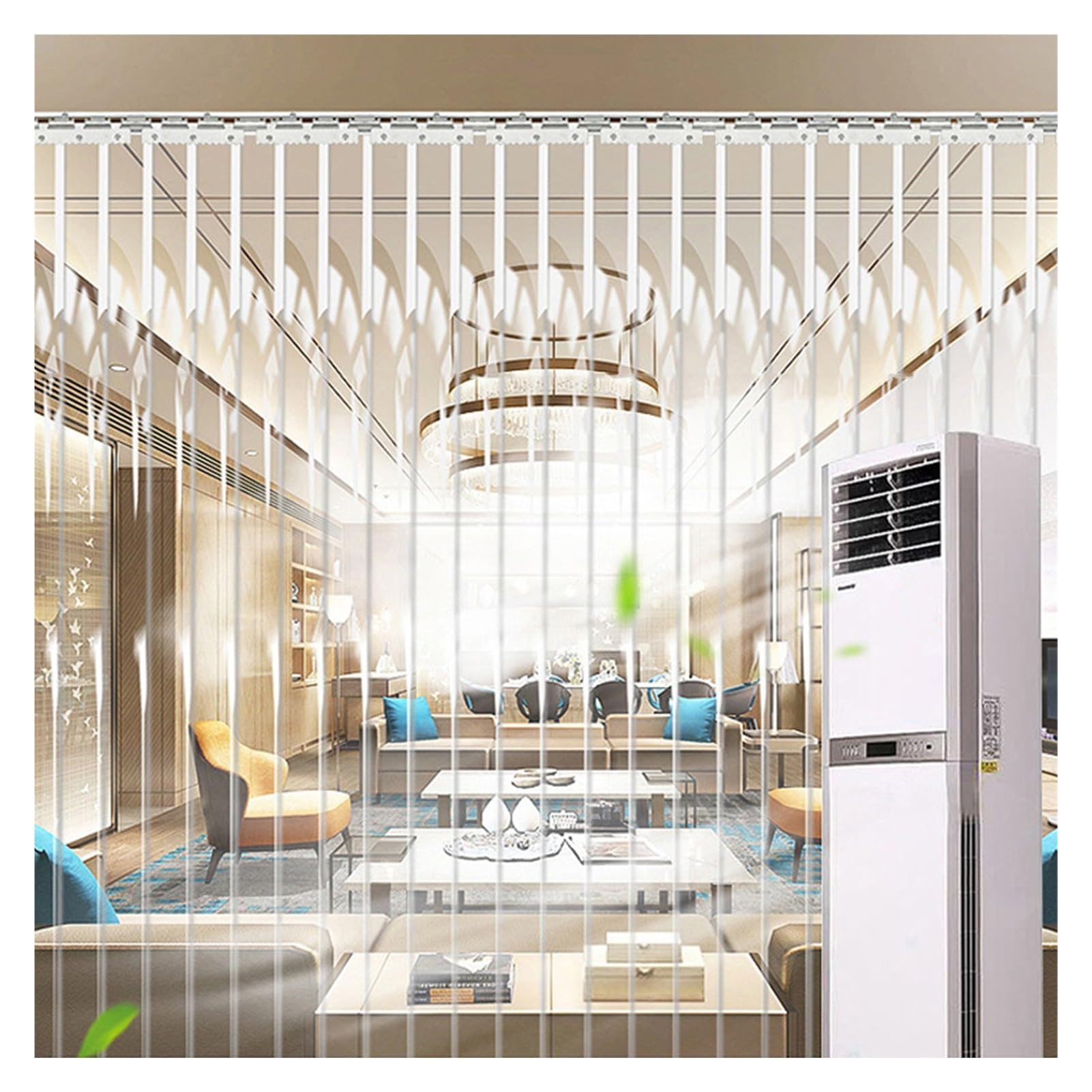 Rideau de porte en PVC anti-courant d'air avec suspension en acier inoxydable