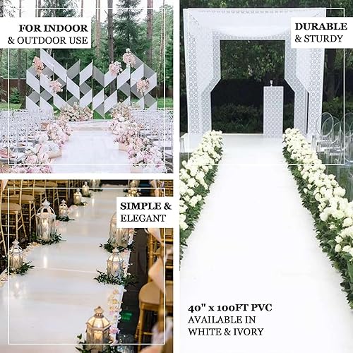 Miniatura 4 de Efavormart - Alfombra de PVC resistente de 3.4 x 100 pies, alfombra de ceremonia de plástico impermeable para decoración de iglesia, boda y fiesta