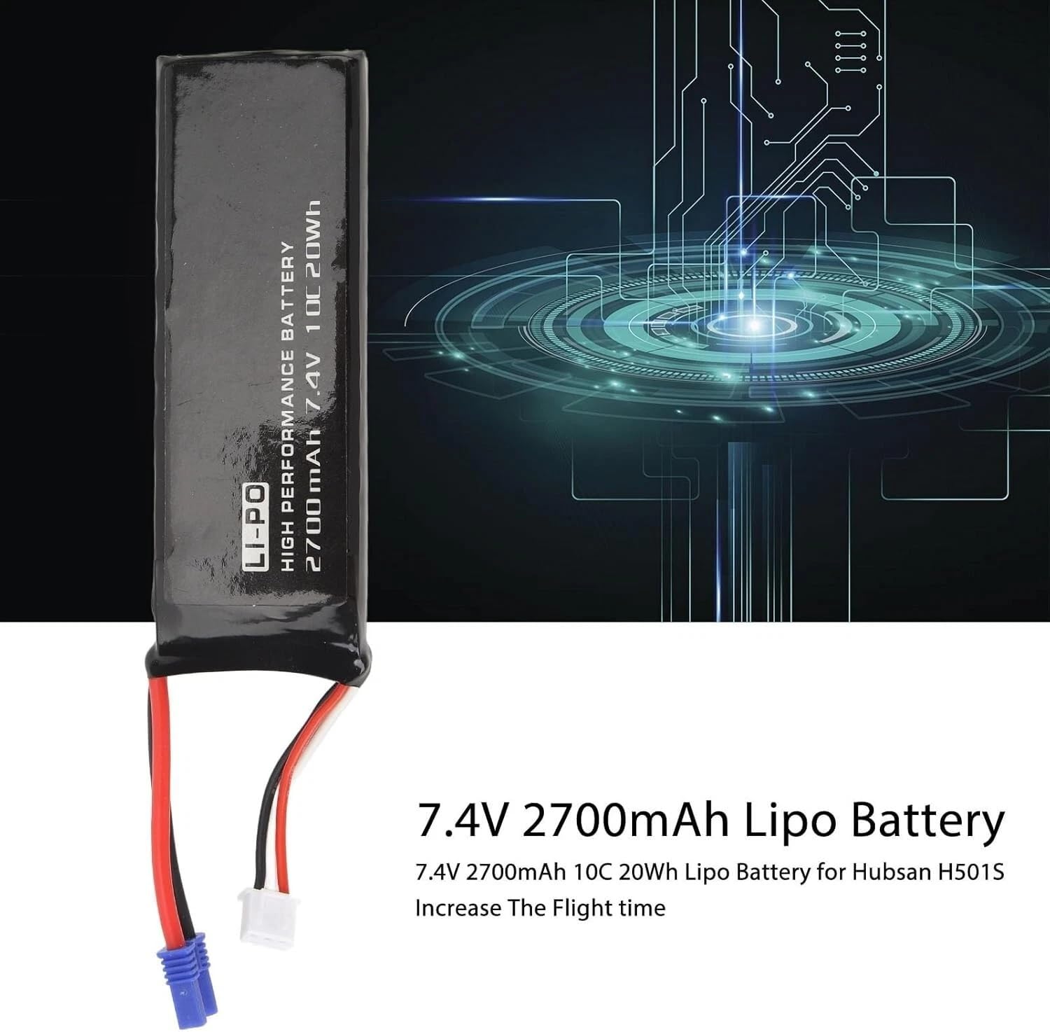 7.4V 2700mAh 10C RC Lipo Batería 2S y cargador de equilibrio USB para Hubsan X4 H501C H501A H501M H501S W H501S Pro Cámara aérea de cuatro ejes UAV piezas de repuesto 2 unidades
