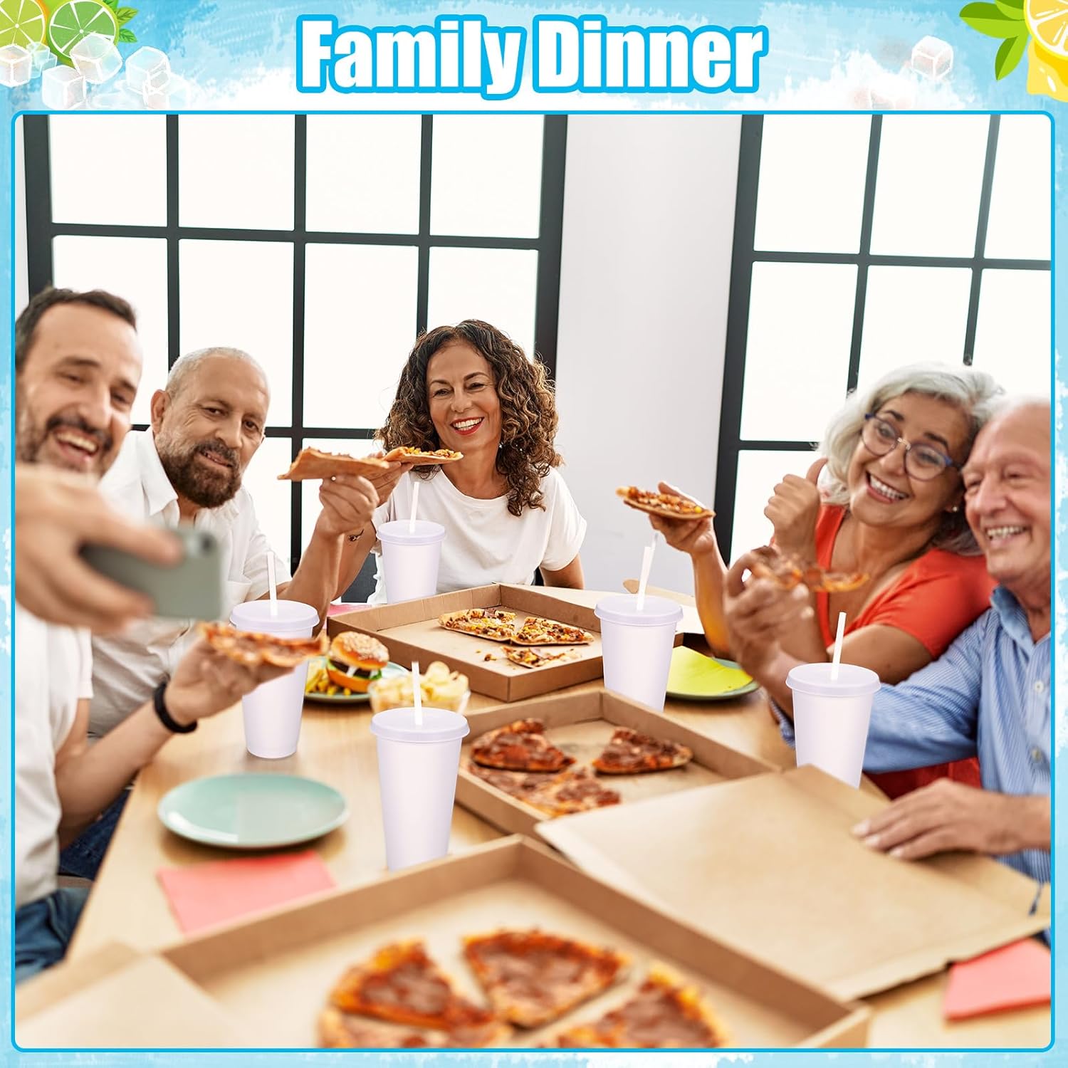 24 Pack Plastic Tumblers With Lids and Straws, Reusable 24 oz Colorful Cups for Parties, Birthdays, Iced Coffee, Cold Drinks (Stylish Colors-White) - Image 5