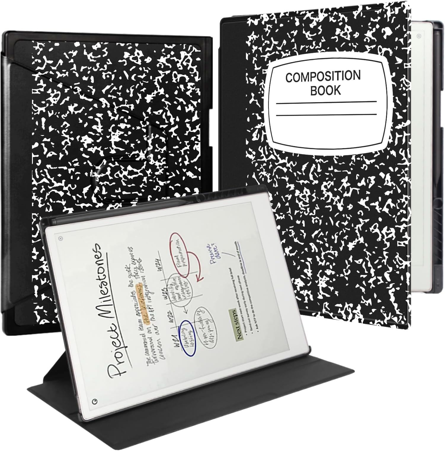 - Rotating Case for 11.8" Remarkable Paper Pro Tablet (2024 Released) Lightweight and Hard Back Shell Protective Book Folio Cover,Auto Sleep/Wake,Pen Holder and Pen Tips Box (Black Notebook)