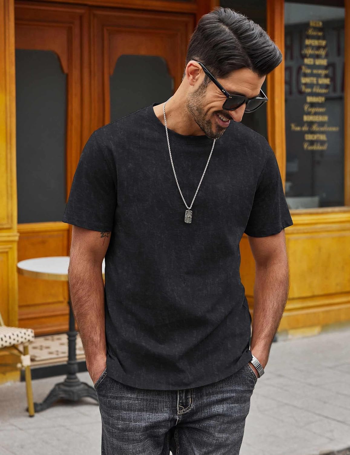 COOFANDY Mens Cotton T-Shirts Short Sleeve T Shirt Crew Neck Tees Casual Wash Basic Tee Shirts - Image 2