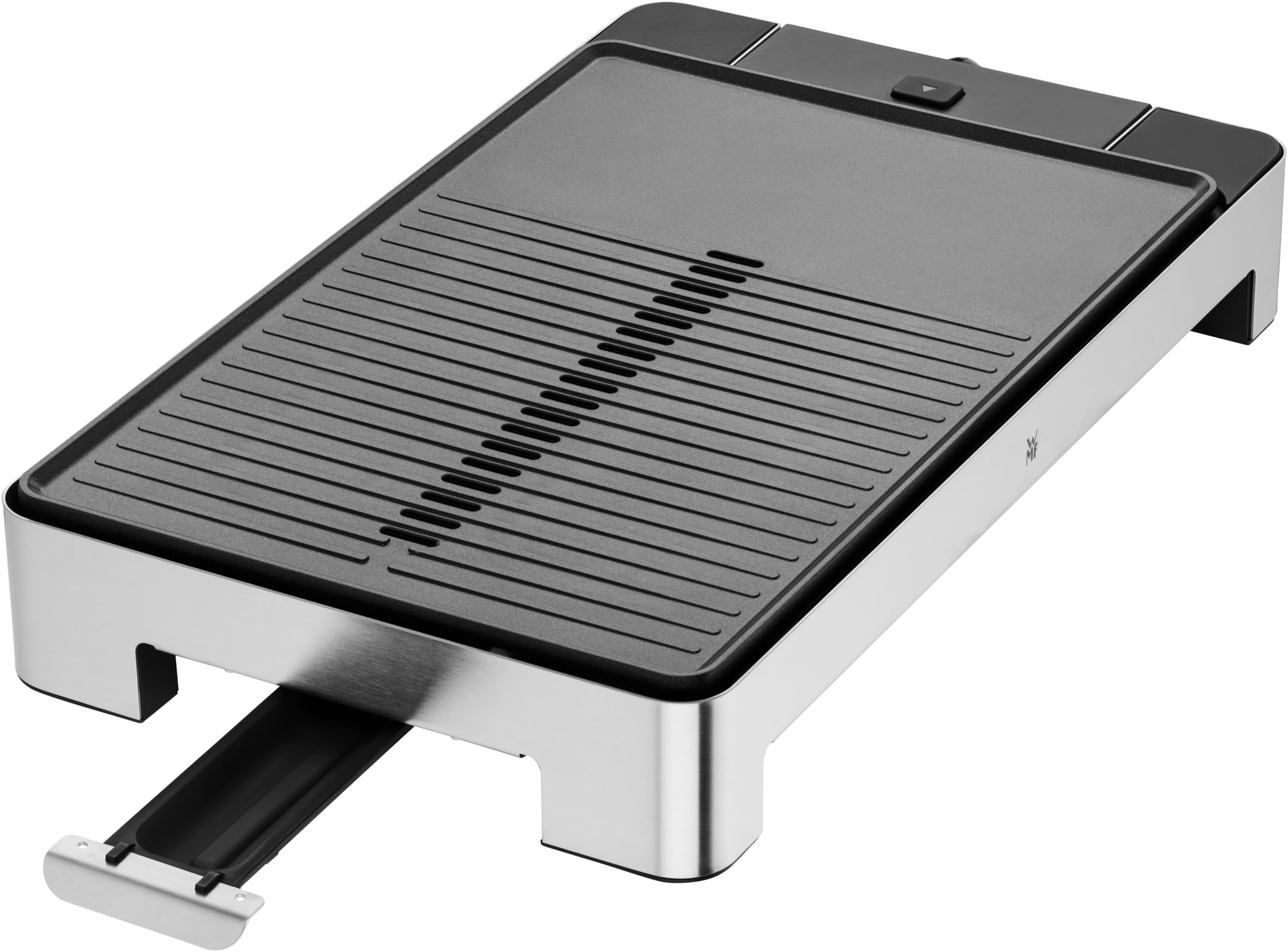 WMF Lono grill stołowy płaski i żebrowany, elektryczny grill z regulacją temperatury, 2300 W, stal nierdzewna matowa, elektryczna płyta grillowa, gładka