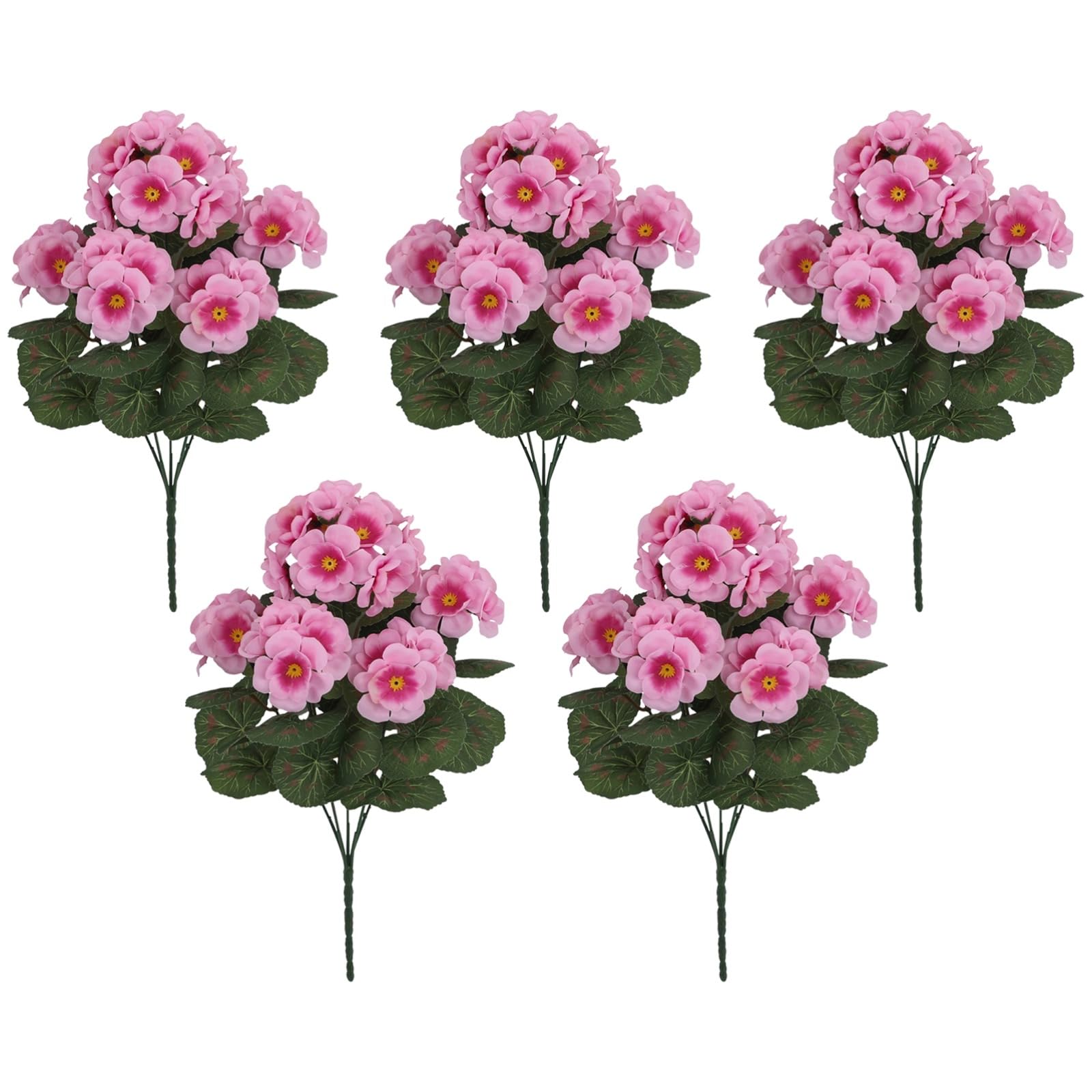 5 fiori di geranio artificiali, 36 cm, piante finte in seta rosa per la decorazione della casa, decorazioni realistiche per molteplici scenari