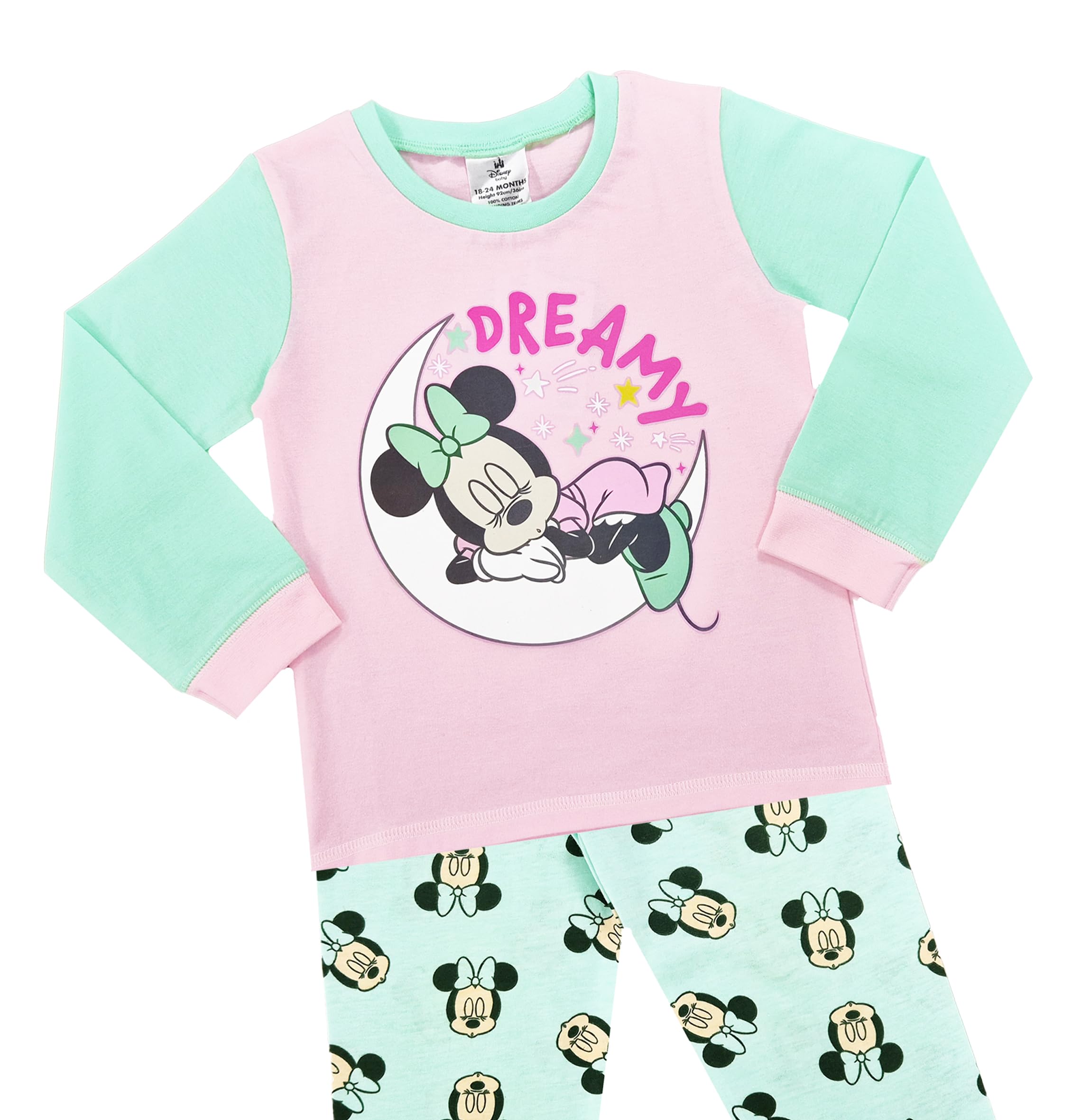 Disney Baby Girls Minnie Mouse Dreamy Pyjama Set Pjs Nightwear Size 6 to 24 Months