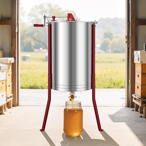 Miniatura 17 de VEVOR Extractor de miel, extracción manual de apicultura de acero inoxidable de 2/4 marcos, tambor giratorio de panal con tapa transparente,