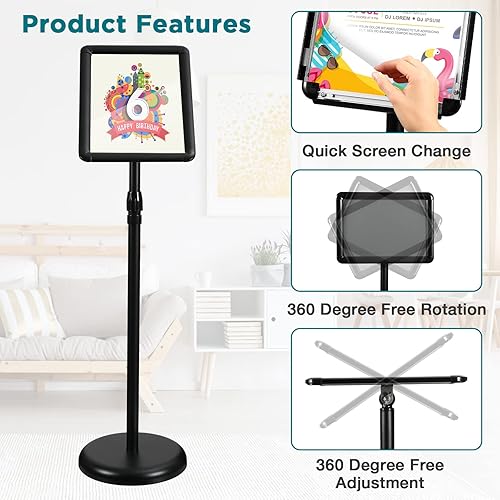 Miniatura 3 de Kenning Paquete de 8 soportes de pedestal ajustables de 8.5 x 11 pulgadas, soporte de cartel de aluminio para exteriores, interiores, vista vertical