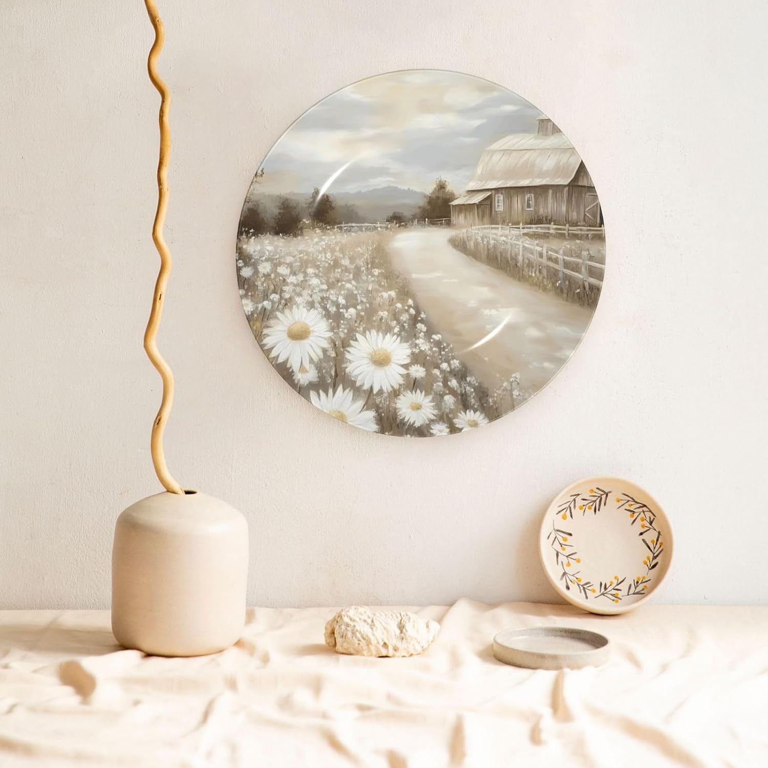Farm Barn Windmill Style Ceramic Plate Display Home Display With Stand Wall Hanging Plate For Home Decor 10 Inch