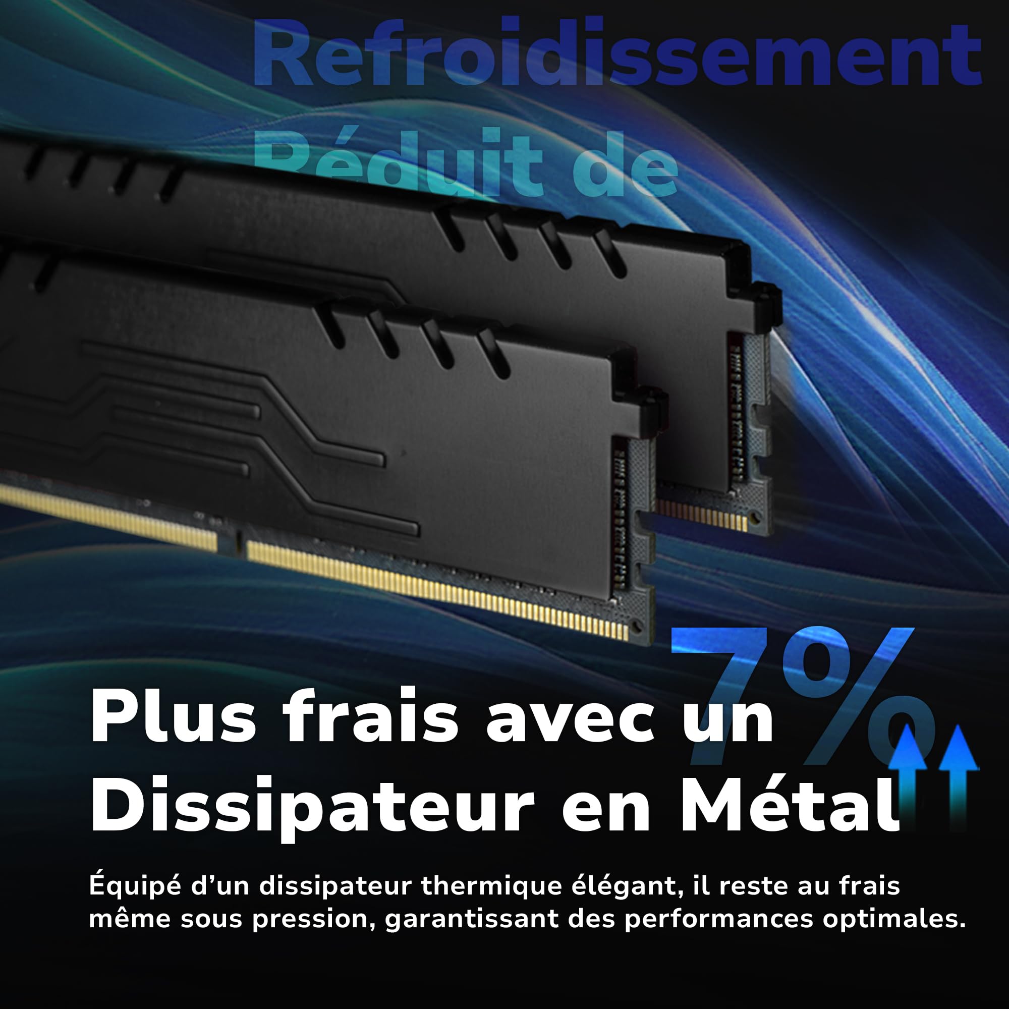 DATO 32Go Kit (2x16Go) RAM DDR4 Jusqu’à 3200 MHz avec dissipateur Thermique, PC4-25600 CL16 1.35V XMP, 288 Broches, Non-ECC UDIMM, Mémoire de Jeu pour Ordinateur de Bureau, Extreme Noir