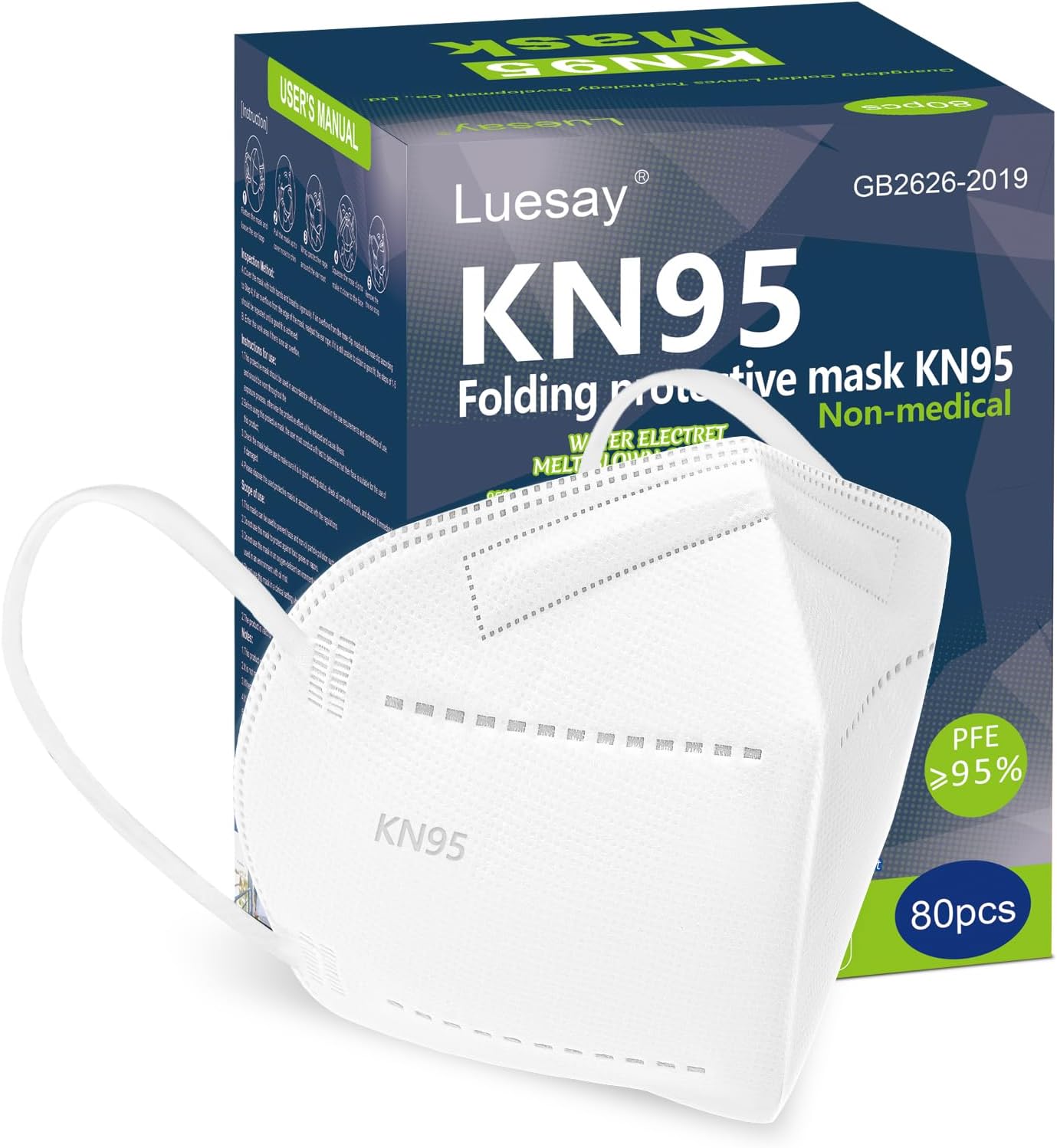 Face Mask,5-Layer Breathable&Comfortable with Solf but Secure Earloop Men and Women use- Pack White