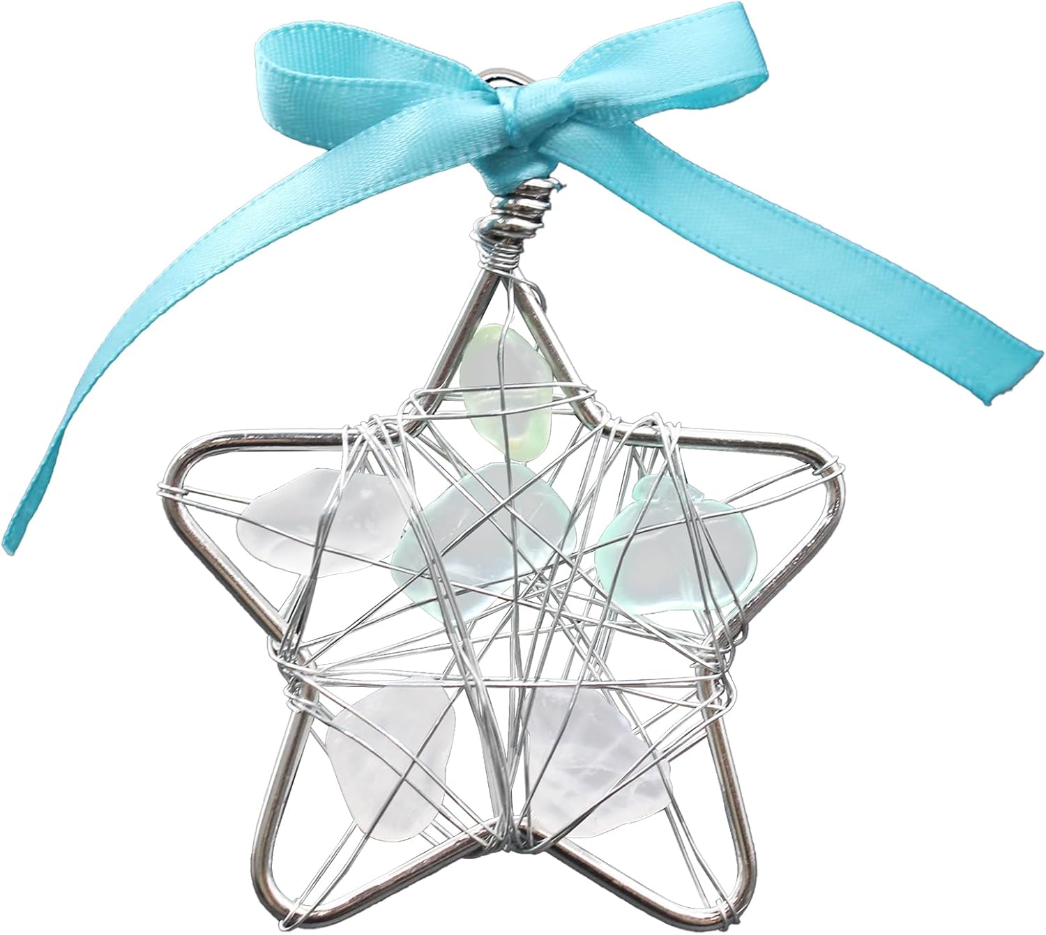 HBYDO Sea Glass Christmas Tree Ornaments Keychains,Natural Resin