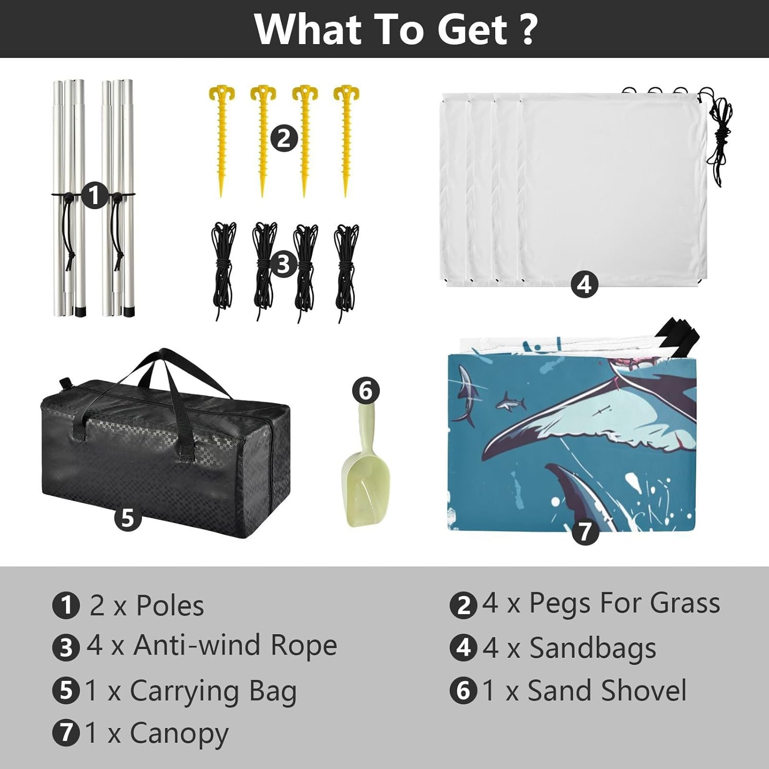 ALAZA Cruel Shark Beach Tent Sun Shelter UPF50+ Protection Beach Shade Canopy w/ 4 Sandbags for Outdoor Camping, Fishing, Backyard Fun, Picnic, 10x9 ft