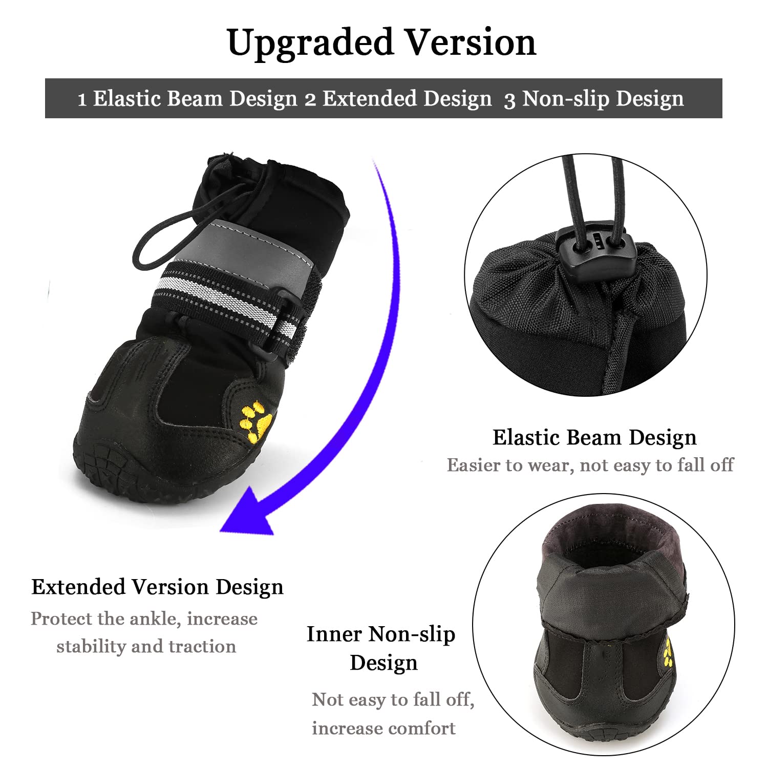 Scarpe Antiscivolo Per Cani - 4 Pezzi Impermeabili Con Strisce Riflettenti - Foto 4