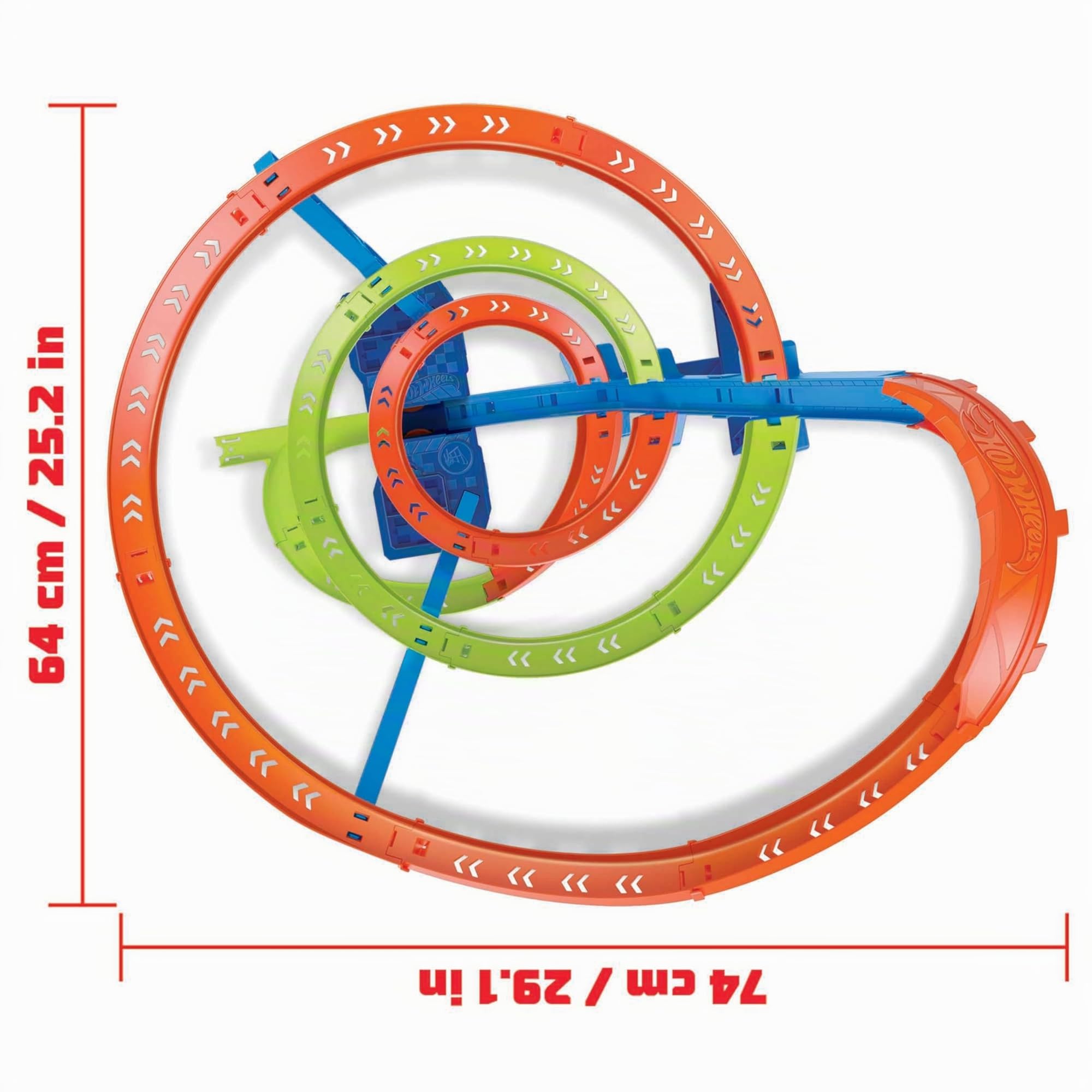 Hot Wheels Coffret Piste Cyclone Crash, Grand Circuit motorisé (70 cm de Haut) avec 3 Zones de carambolages, 1 véhicule Inclus, Jouet Enfant, HJT51