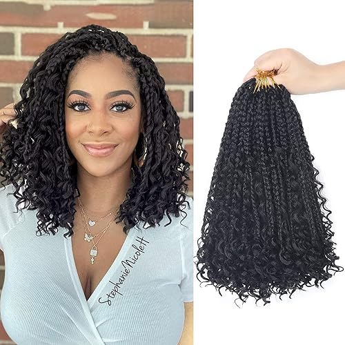 Vista 59 de Goddess Box Braids Crochet Hair With Curly Ends 18 Inch Bohomian Box Braids Crochet Braids 8 Packs 3X Crochet Braids Synthetic Braiding Hair 1B-4-30