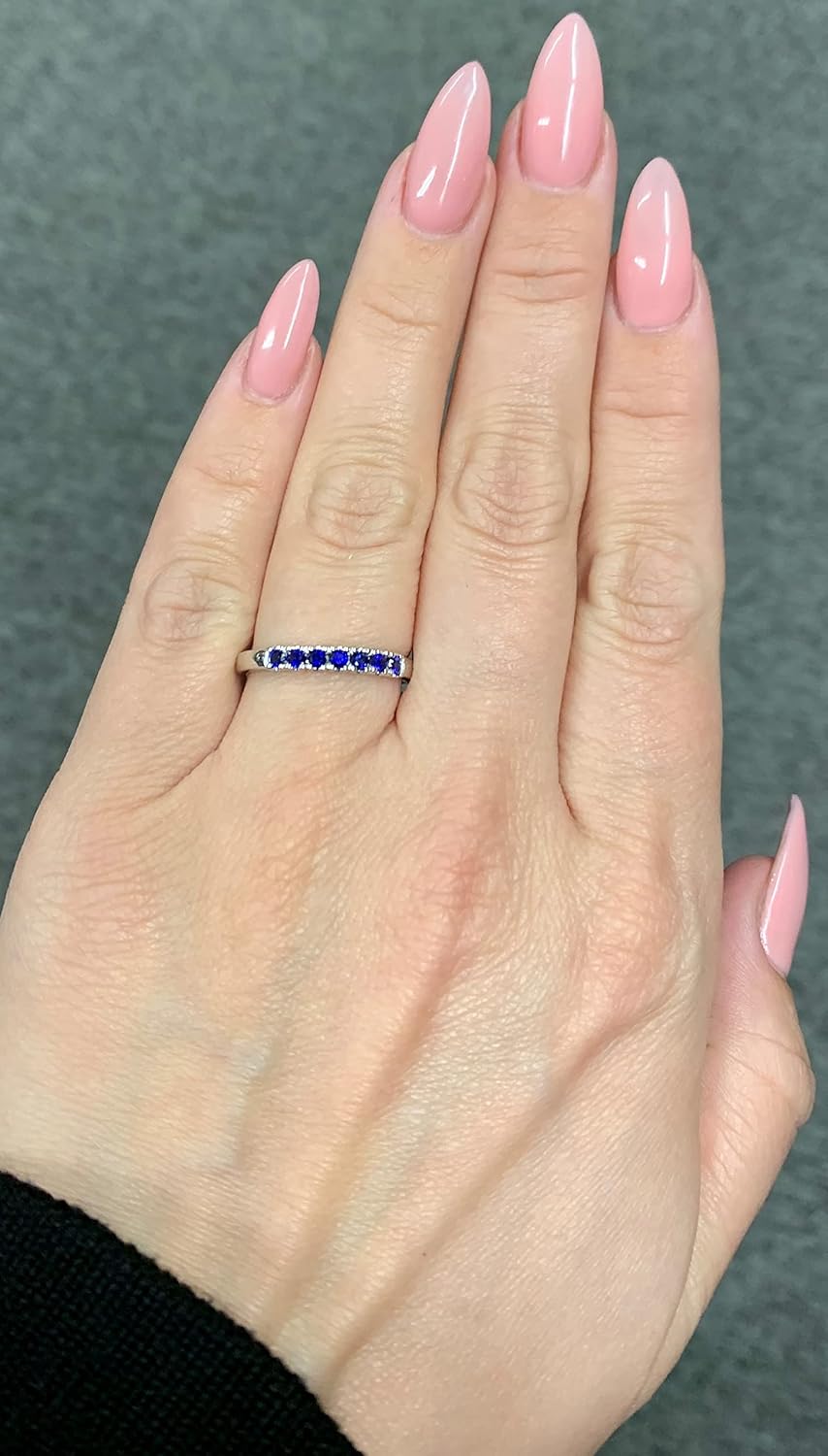 Boston Bay Diamonds Rhodium Plated 925 Sterling Silver 7-Stone Birthstone Gemstone Stacking Anniversary Ring