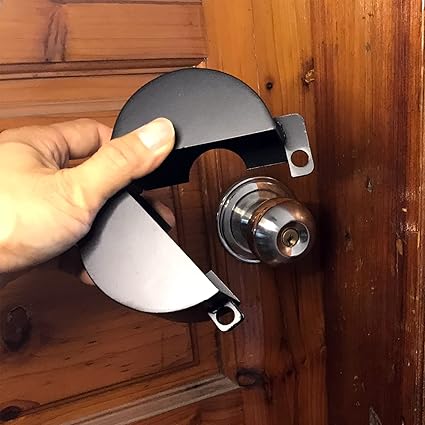 Door Handle Lock - Blocks Access to Keyhole, Removable and Easy to use, fits Round Door Handles up to 3.5