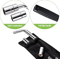 Vista 4 de Spurtar Llave de rueda telescópica extensible con abrazadera de rueda, llave de tuerca de rueda, herramientas de reparación de neumáticos, removedor