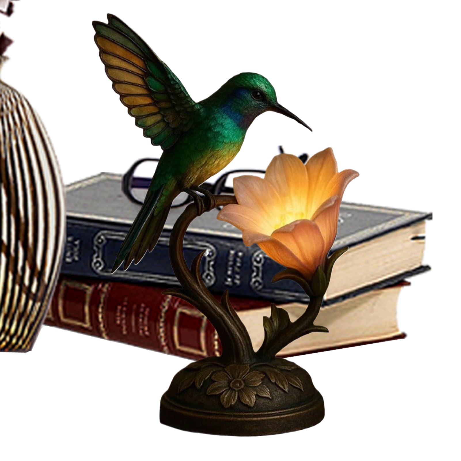 Yqooup Flower Desk Lamp | Warm LED Aesthetic Home Decor - Vintage Flower Lamp Hummingbird Decor - for Bedside Bedroom Living Room Study Office Dorm Cafe Women Mom Birthday Housewarming Holiday