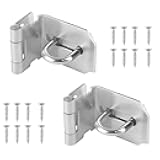 Piutouyar 2Pcs Door Hasp Latch Lock 90 Degree Hasp Right Angle Padlock Latch Safety Hasp Latch Heavy Duty Stainless Steel Door Clasp Hasp Lock Latch with Screws for Shed, Barn, Cabinet(3inch, Silver)