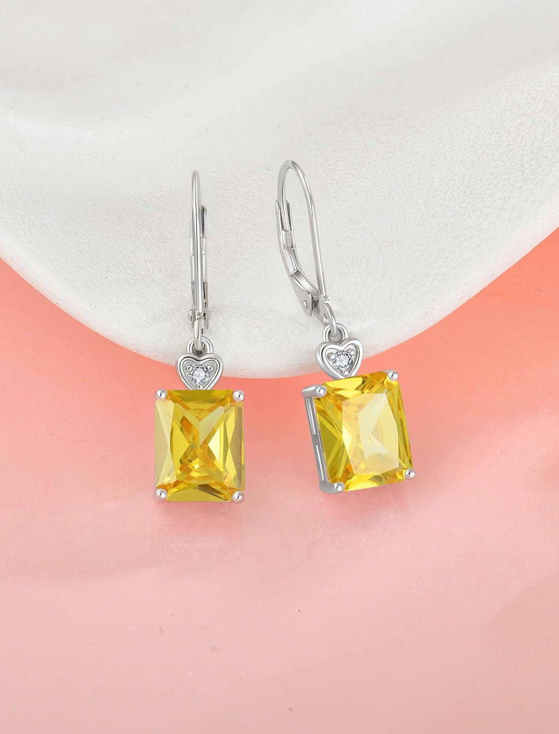 Dangle Drop Earrings 925 Sterling Silver Baguette Leverback Earrings Birthstone Jewelry for Women - Image 3