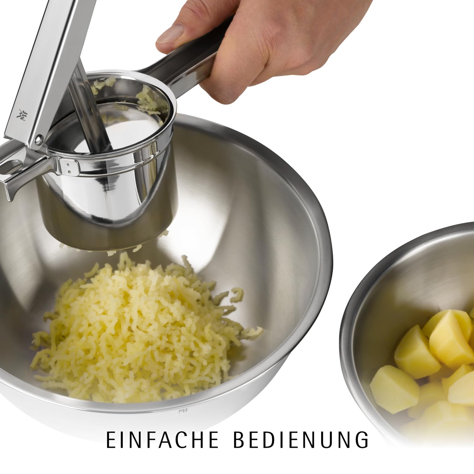 WMF Gourmet Multipresse 26,5 cm, Kartoffelpresse Edelstahl, Cromargan Edelstahl Rostfrei 18/10 poliert, für Kartoffelpürret, Spaghettieis, spülmaschinenfest, pflegeleicht, geschmacksneutral
