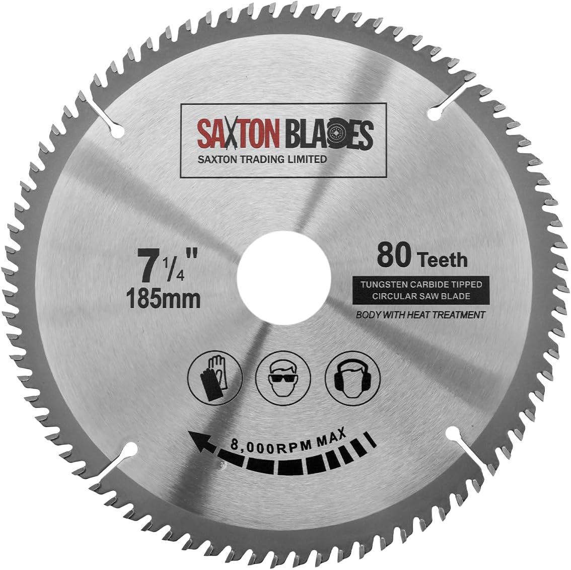 TCT18580T Saxton TCT Circular Wood Saw Blade 185mm x 30mm x bore x 80T for Bosch Makita Dewalt Fits 190mm Saws
