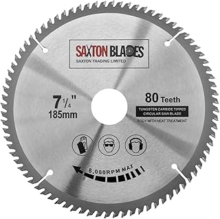 TCT18580T Saxton TCT - Hoja de sierra circular para madera (185 mm x 30 mm x diámetro x 80T) para Bosch Makita Dewalt compatible con sierras de 190 mm