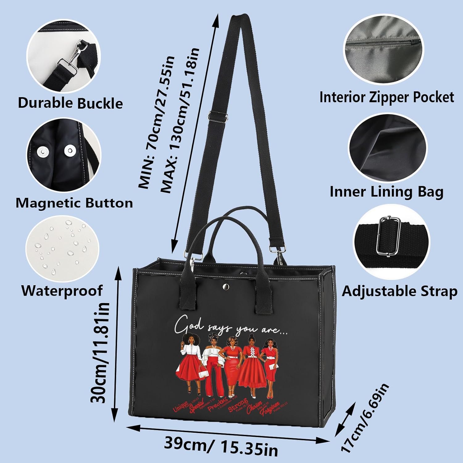 WZMPA Greek Sorority Cosmetic Makeup Bag - Sorority Sisterhood Gift - God Says You Are - Zipper Pouch Bag - Paraphernalia (God Says Red TB-BL)