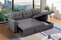 Lilola Home Ashlyn 84-inch Wide Dark Gray Linen Fabric Reversible